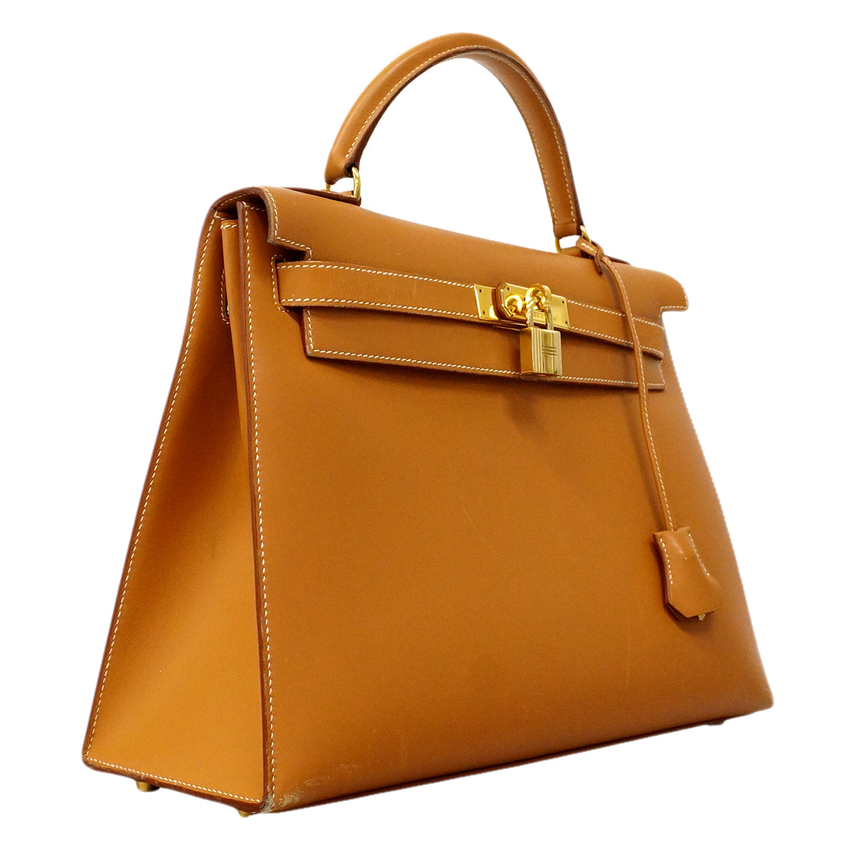 【6gd3811】エルメス ハンドバッグ ケリー32 ボックスカーフ ナチュラルサブレ ゴールド金具 □C刻印【中古】レディース