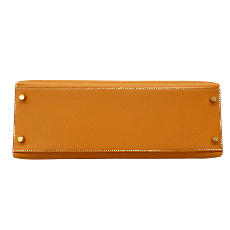 【6gd3811】エルメス ハンドバッグ ケリー32 ボックスカーフ ナチュラルサブレ ゴールド金具 □C刻印【中古】レディース