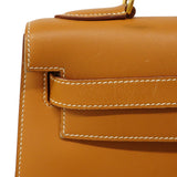 【6gd3811】エルメス ハンドバッグ ケリー32 ボックスカーフ ナチュラルサブレ ゴールド金具 □C刻印【中古】レディース