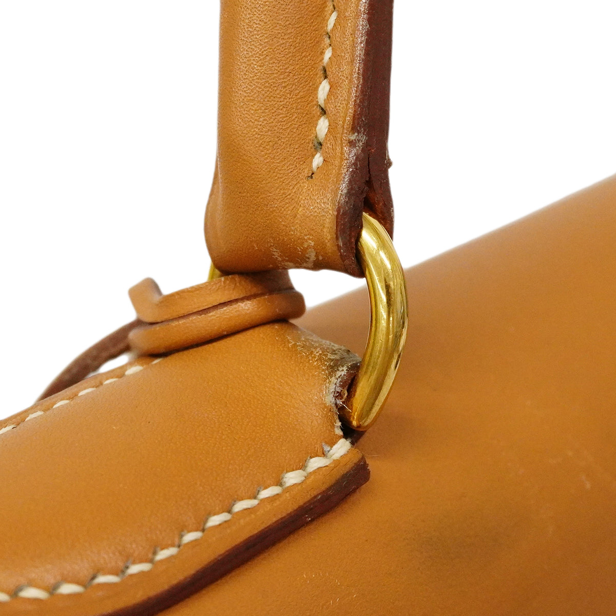 【6gd3811】エルメス ハンドバッグ ケリー32 ボックスカーフ ナチュラルサブレ ゴールド金具 □C刻印【中古】レディース