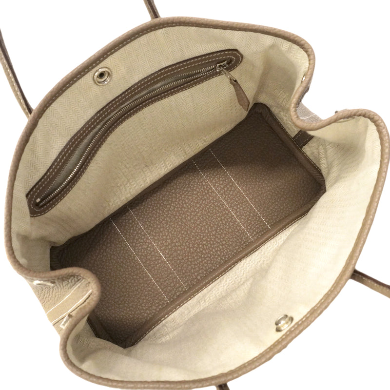 【6gd3812】エルメス トートバッグ ガーデンパーティTPM ネゴンダ エトゥープ シルバー金具 □N刻印【中古】レディース