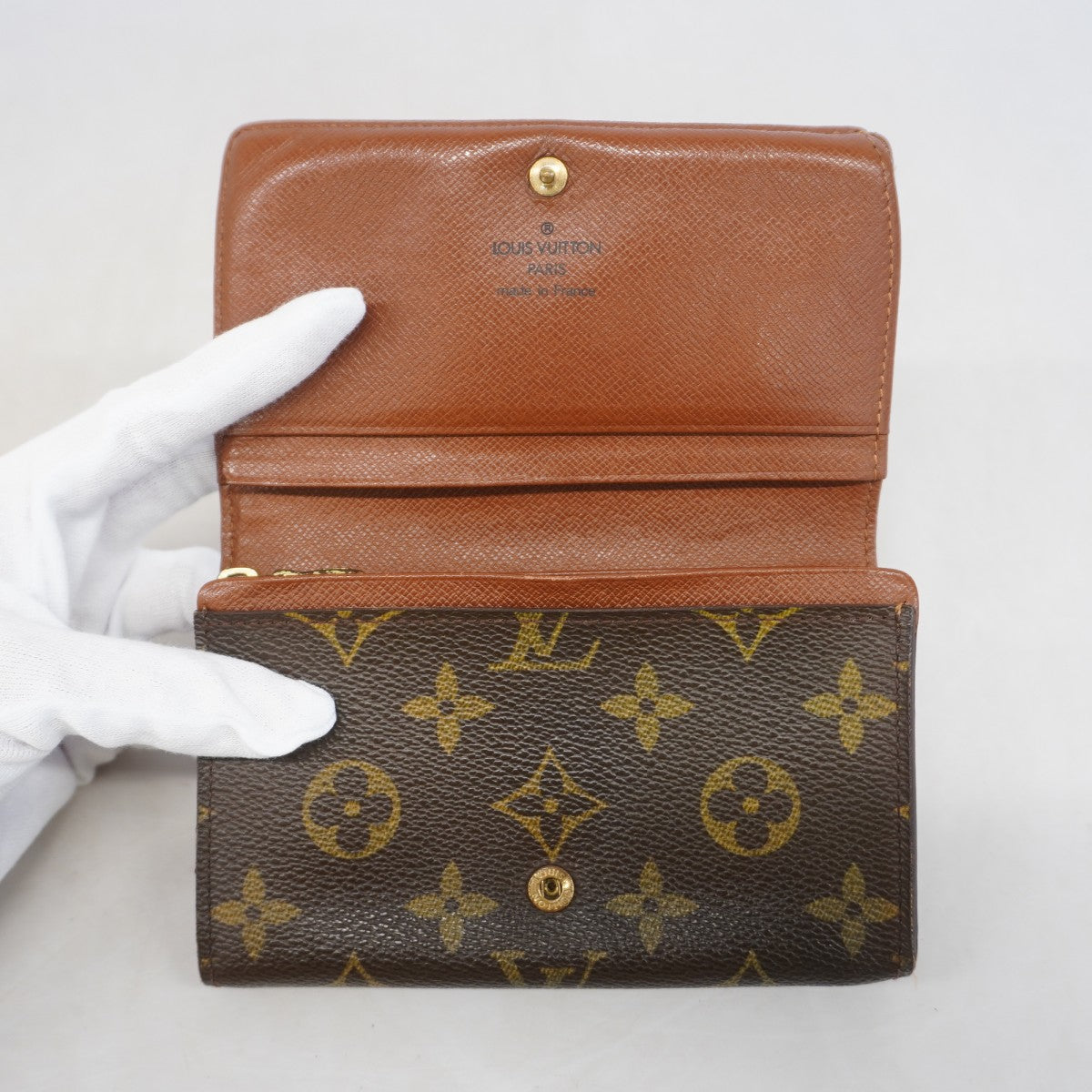 【6gd3824】ルイヴィトン 財布 モノグラム ポルトモネビエトレゾール M61730 ブラウン【中古】レディース