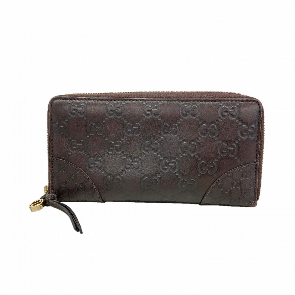 【6gd3827】グッチ 長財布 グッチシマ 394005 レザー ブラウン シャンパンゴールド金具【中古】レディース