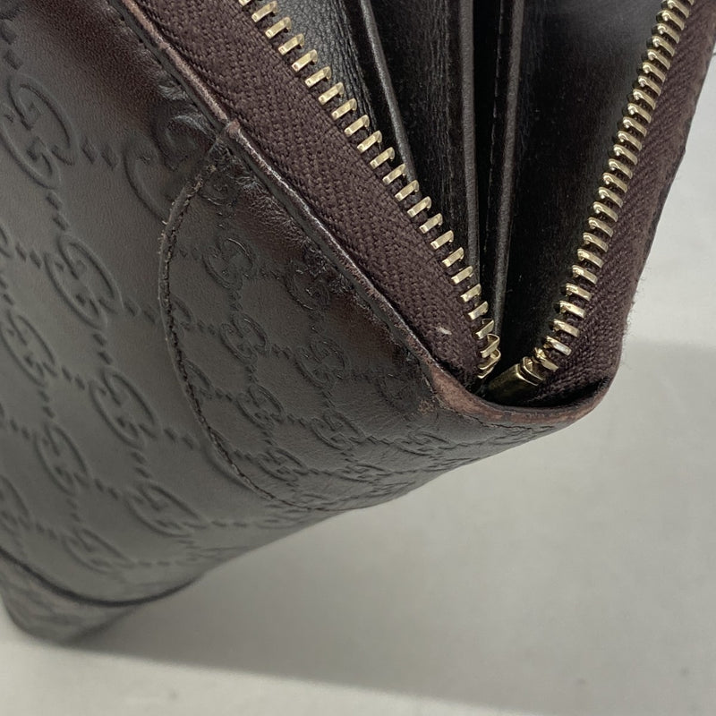 【6gd3827】グッチ 長財布 グッチシマ 394005 レザー ブラウン シャンパンゴールド金具【中古】レディース