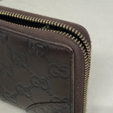 【6gd3827】グッチ 長財布 グッチシマ 394005 レザー ブラウン シャンパンゴールド金具【中古】レディース