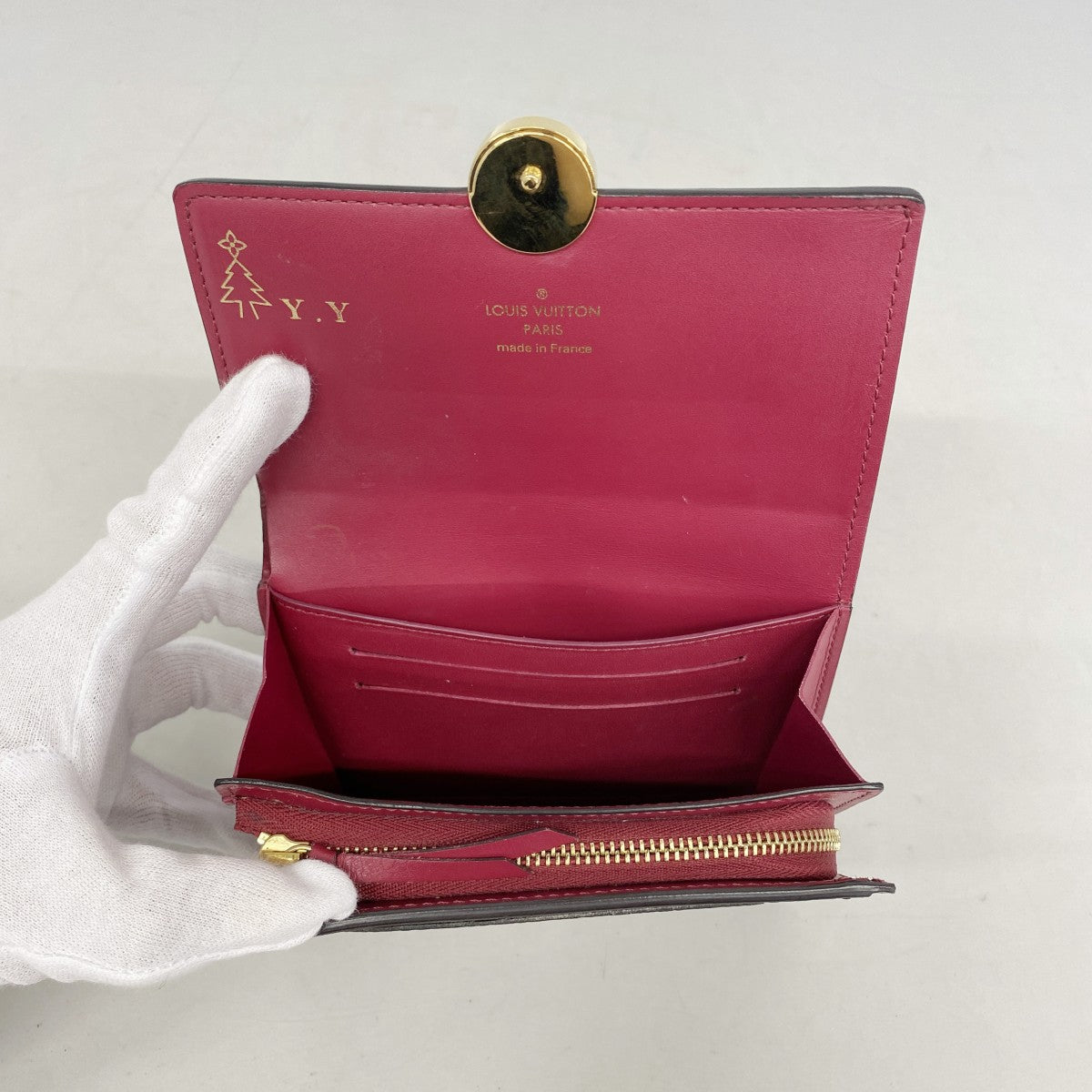 【6gd3834】ルイヴィトン 財布 モノグラム ポルトフォイユフロールコンパクト M64588 フューシャ【中古】レディース