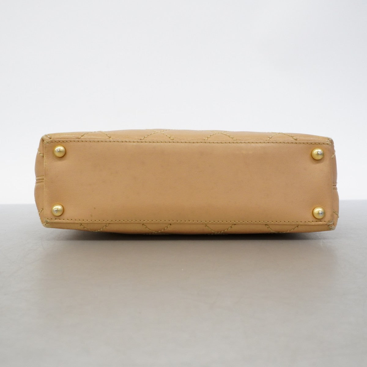 【6gd3835】シャネル トートバッグ ワイルドステッチ ラムスキン ベージュ ゴールド金具【中古】レディース
