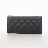 【6gd3845】シャネル 長財布 マトラッセ キャビアスキン ブラック シルバー金具【中古】レディース