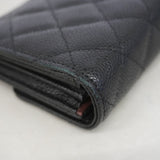 【6gd3845】シャネル 長財布 マトラッセ キャビアスキン ブラック シルバー金具【中古】レディース