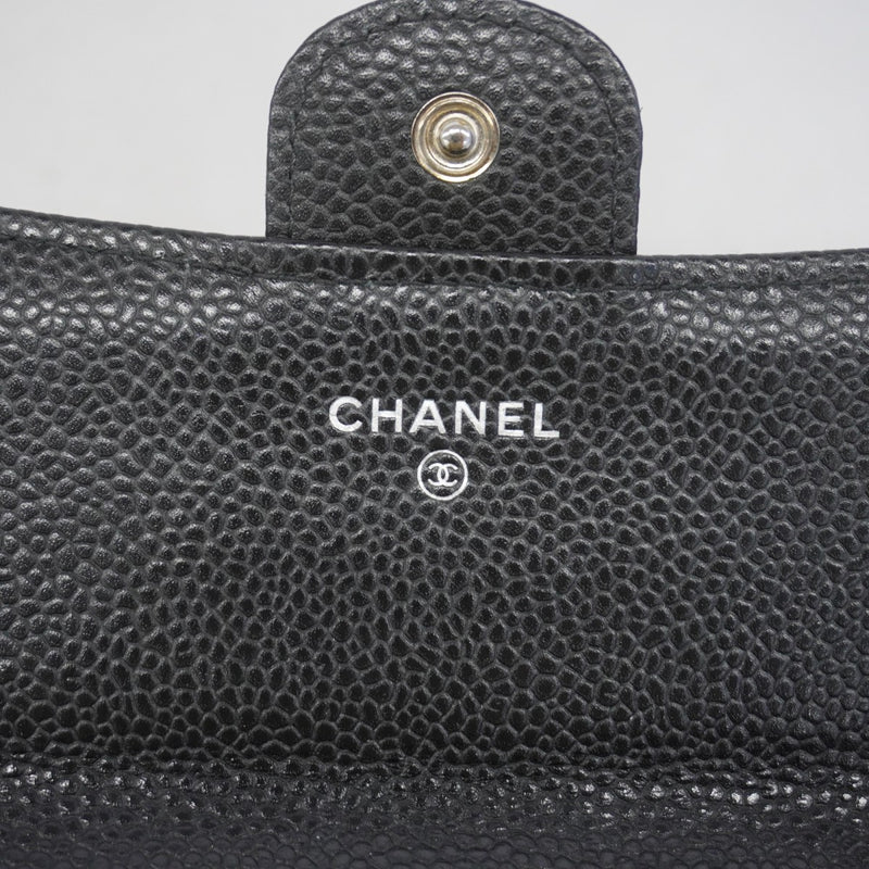 【6gd3845】シャネル 長財布 マトラッセ キャビアスキン ブラック シルバー金具【中古】レディース