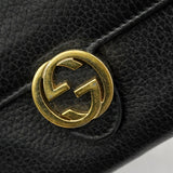【6gd3855-k】グッチ 長財布 インターロッキングG 598166 レザー ブラック ゴールド金具【中古】レディース