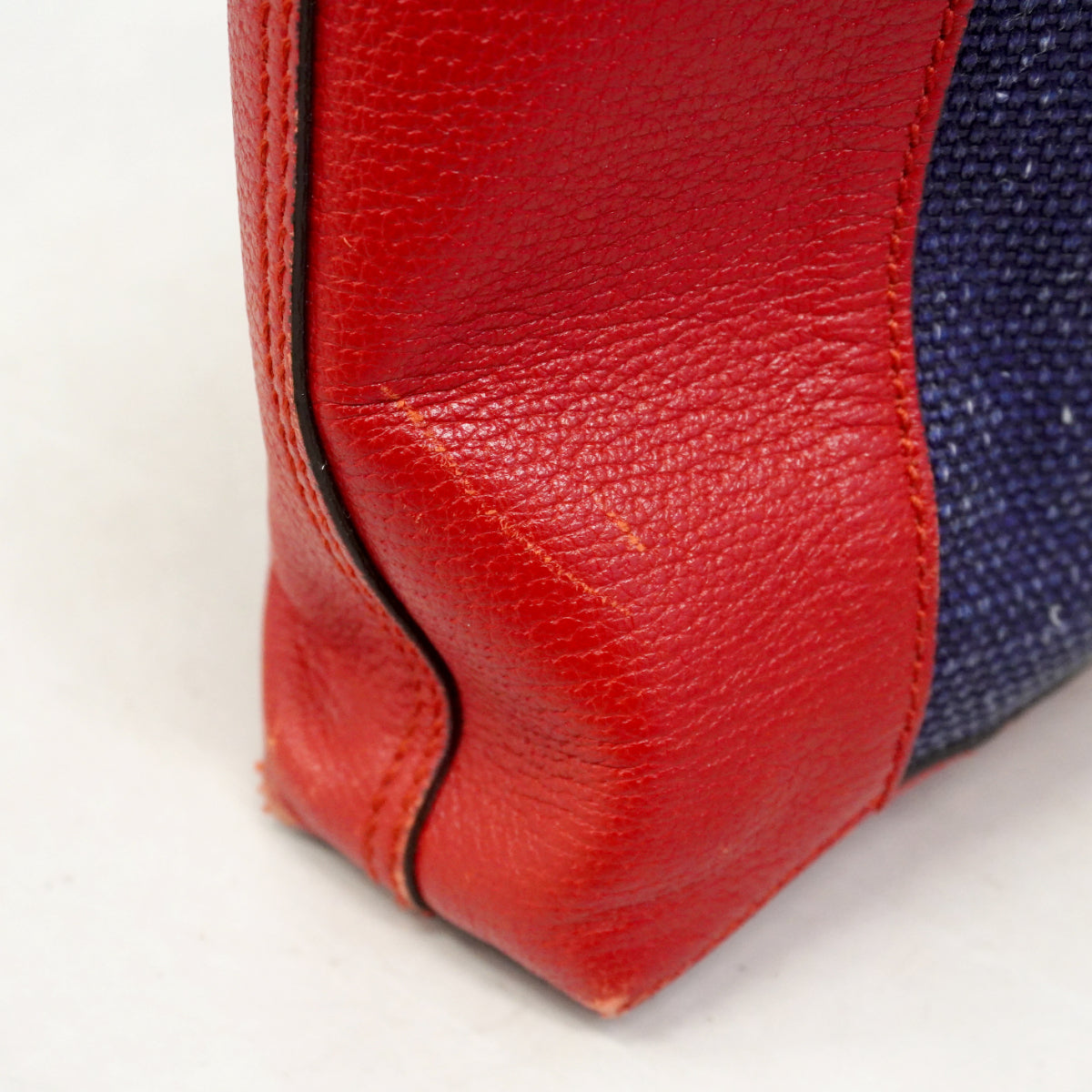 【6gd3858-k】グッチ トートバッグ 523781 キャンバス レザー レッド ネイビー ゴールド金具【中古】レディース