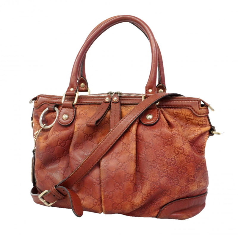 【6gd3859-k】グッチ トートバッグ グッチシマ 247902 レザー ブラウン ゴールド金具 2wayバッグ【中古】レディース