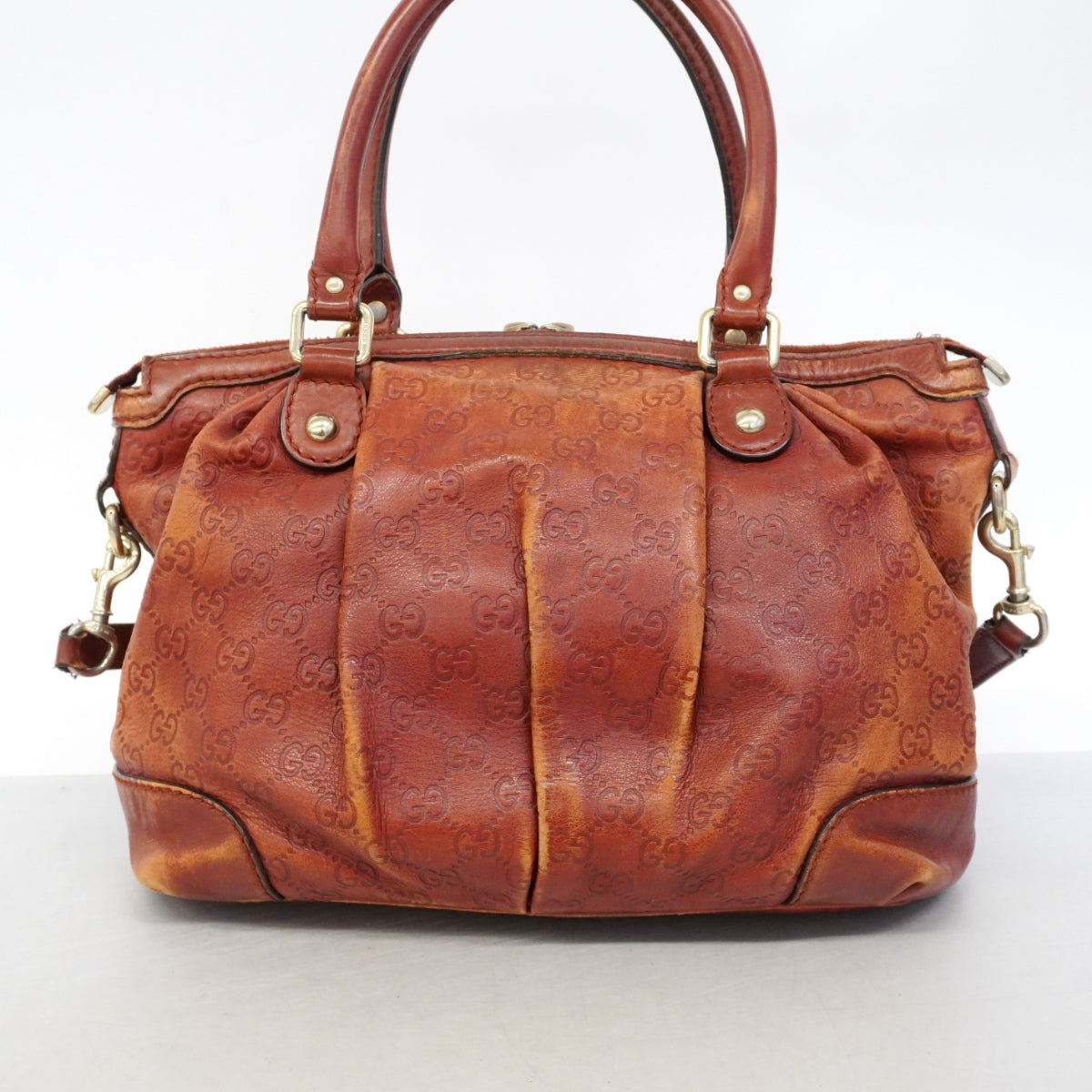 【6gd3859-k】グッチ トートバッグ グッチシマ 247902 レザー ブラウン ゴールド金具 2wayバッグ【中古】レディース