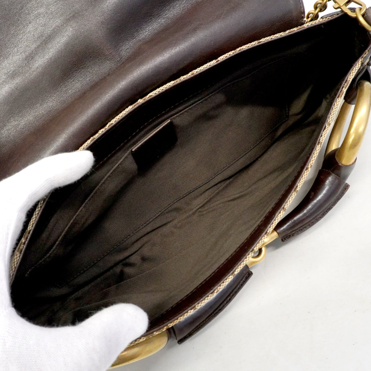 【6gd3861-k】グッチ ショルダーバッグ GGキャンバス ホースビット 119188 キャンバス ブラウン ゴールド金具【中古】レディース