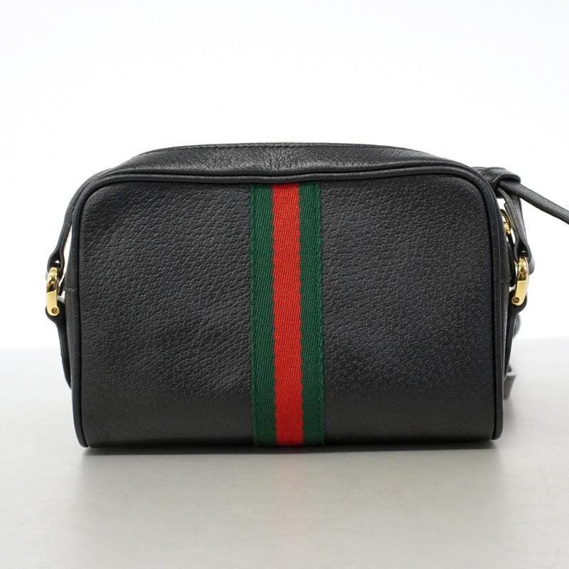 【6gd3863-k】グッチ ショルダーバッグ シェリーライン 517350 レザー ブラック ゴールド金具【中古】レディース