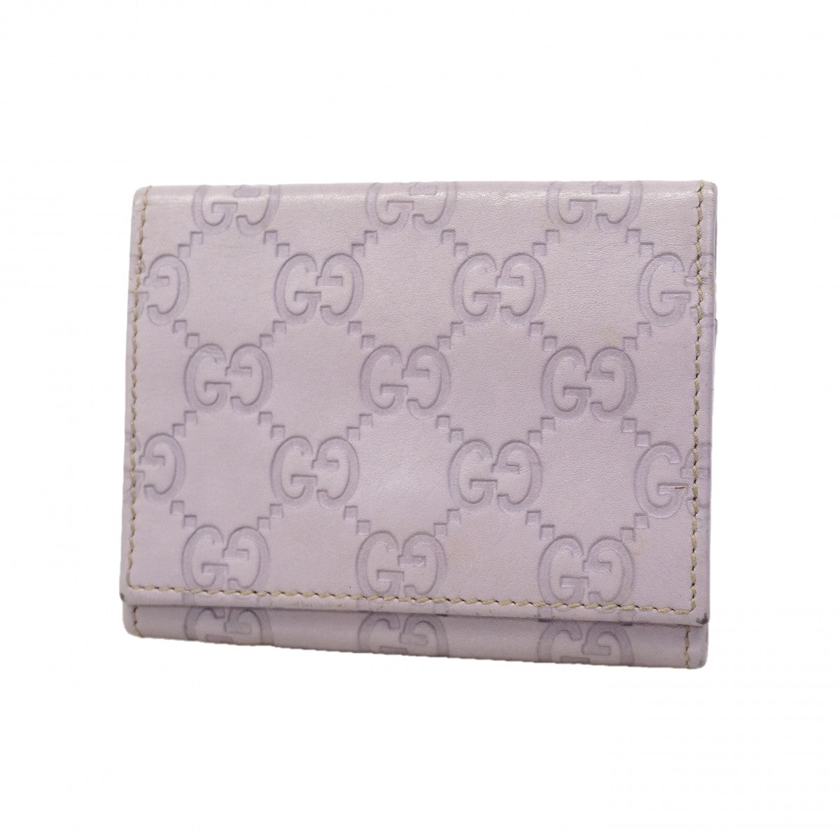 【6gd3864-k】グッチ カードケース グッチシマ 120965 レザー パープル ゴールド金具【中古】レディース