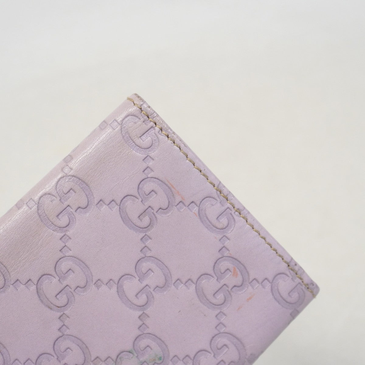【6gd3864-k】グッチ カードケース グッチシマ 120965 レザー パープル ゴールド金具【中古】レディース