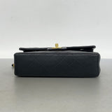 【6gd3883】シャネル ショルダーバッグ マトラッセ Wフラップ Wチェーン ラムスキン ブラック ゴールド金具【中古】レディース