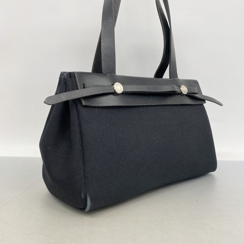 【6gd3884】エルメス トートバッグ エールバッグカバスMM トワルオフィシエ ブラック シルバー金具 □H刻印【中古】レディース