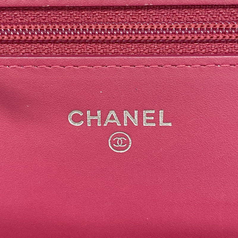 【6gd3905-k】シャネル ショルダーウォレット チェーンショルダー キャビアスキン パープル シルバー金具【中古】レディース