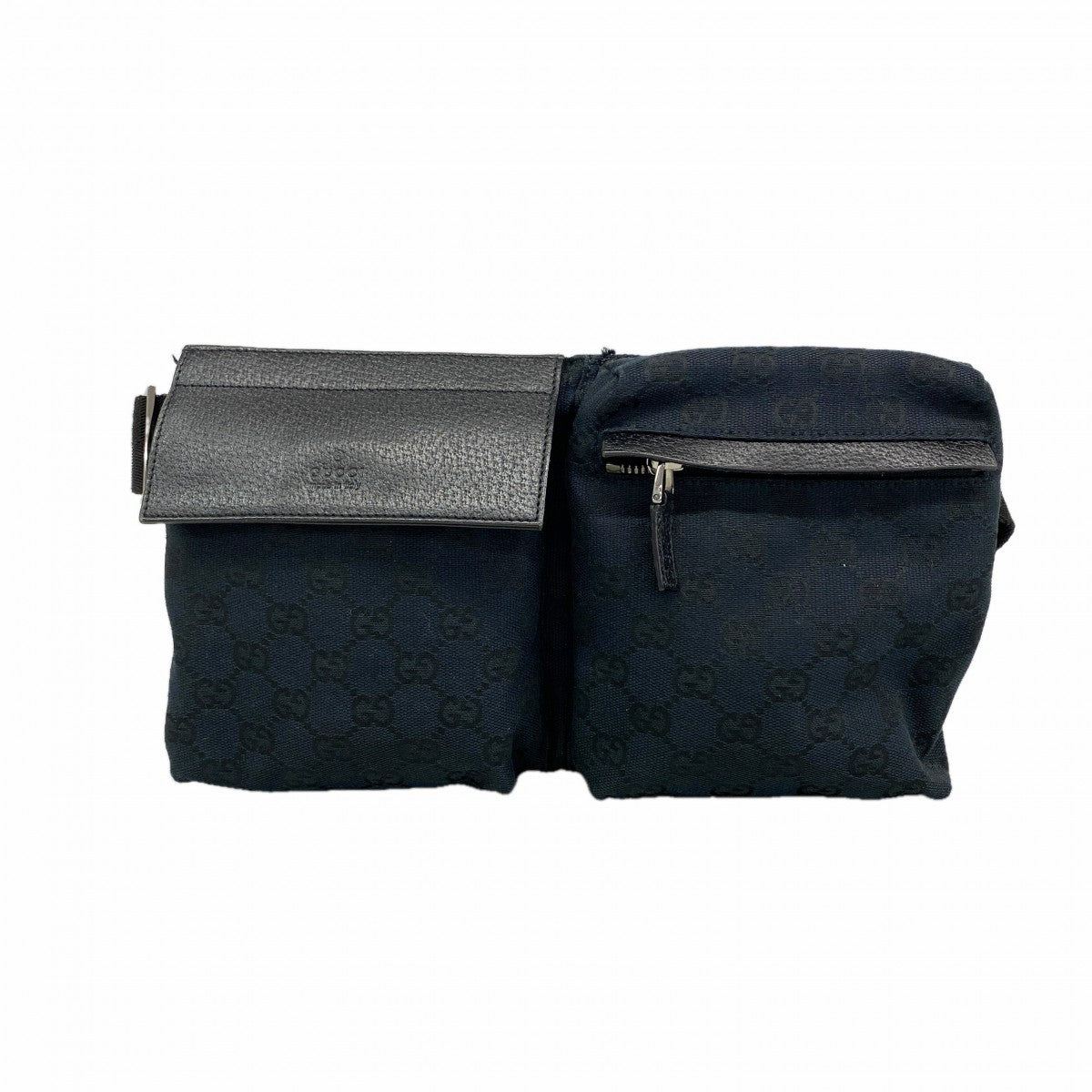 【6gd3906-k】グッチ ウエストバッグ GGキャンバス 28566 キャンバス ブラック シルバー金具【中古】レディース