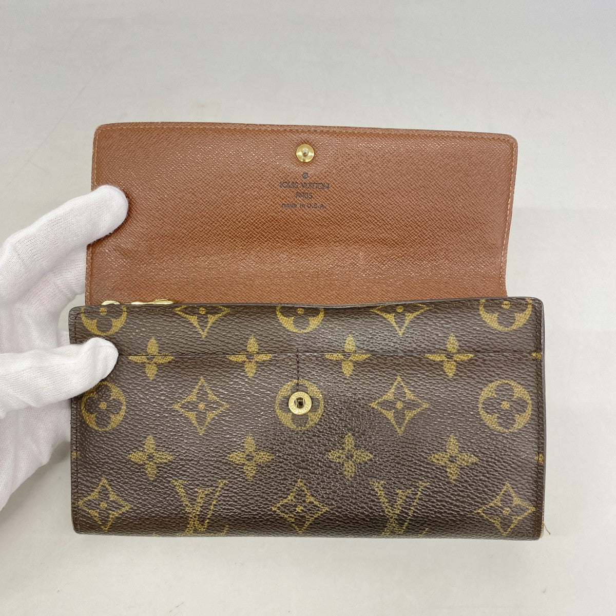 【6gd3936】ルイヴィトン 長財布 モノグラム ポシェットポルトモネクレディ M61725 ブラウン【中古】メンズ レディース ユニセックス