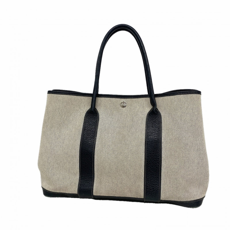 【6gd3945】エルメス トートバッグ ガーデンパーティPM ボルデュックリボン トワルアッシュ ブラック シルバー金具【中古】レディース