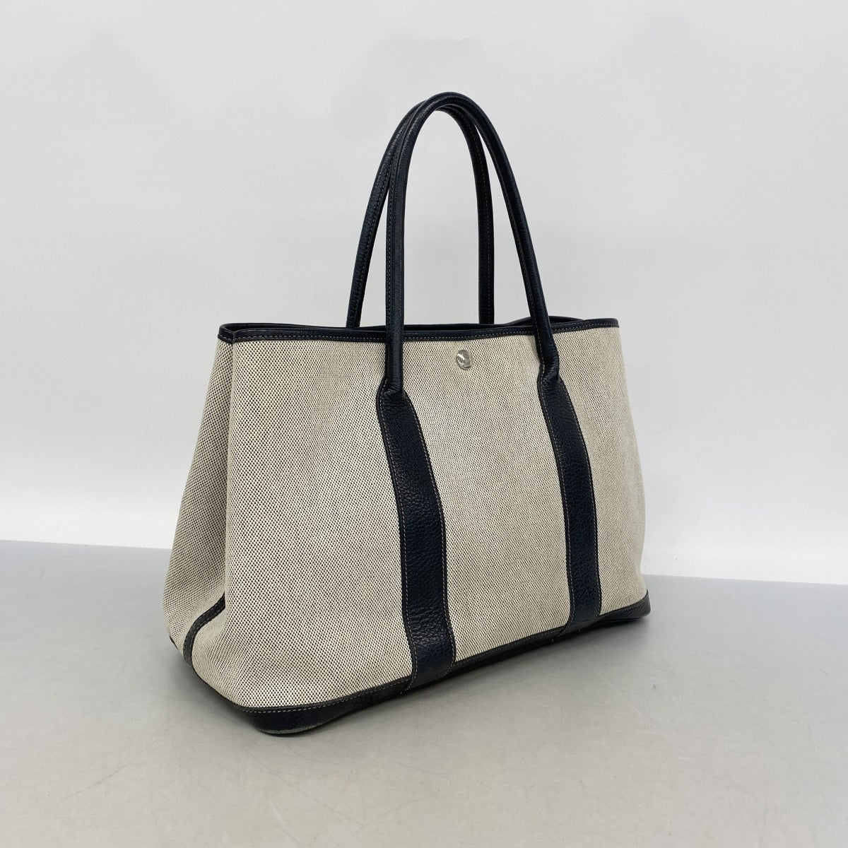 【6gd3945】エルメス トートバッグ ガーデンパーティPM ボルデュックリボン トワルアッシュ ブラック シルバー金具【中古】レディース