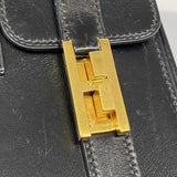 【6gd3946】エルメス ハンドバッグ ドラッグ27 ボックスカーフ ブラック ゴールド金具 〇L刻印【中古】レディース