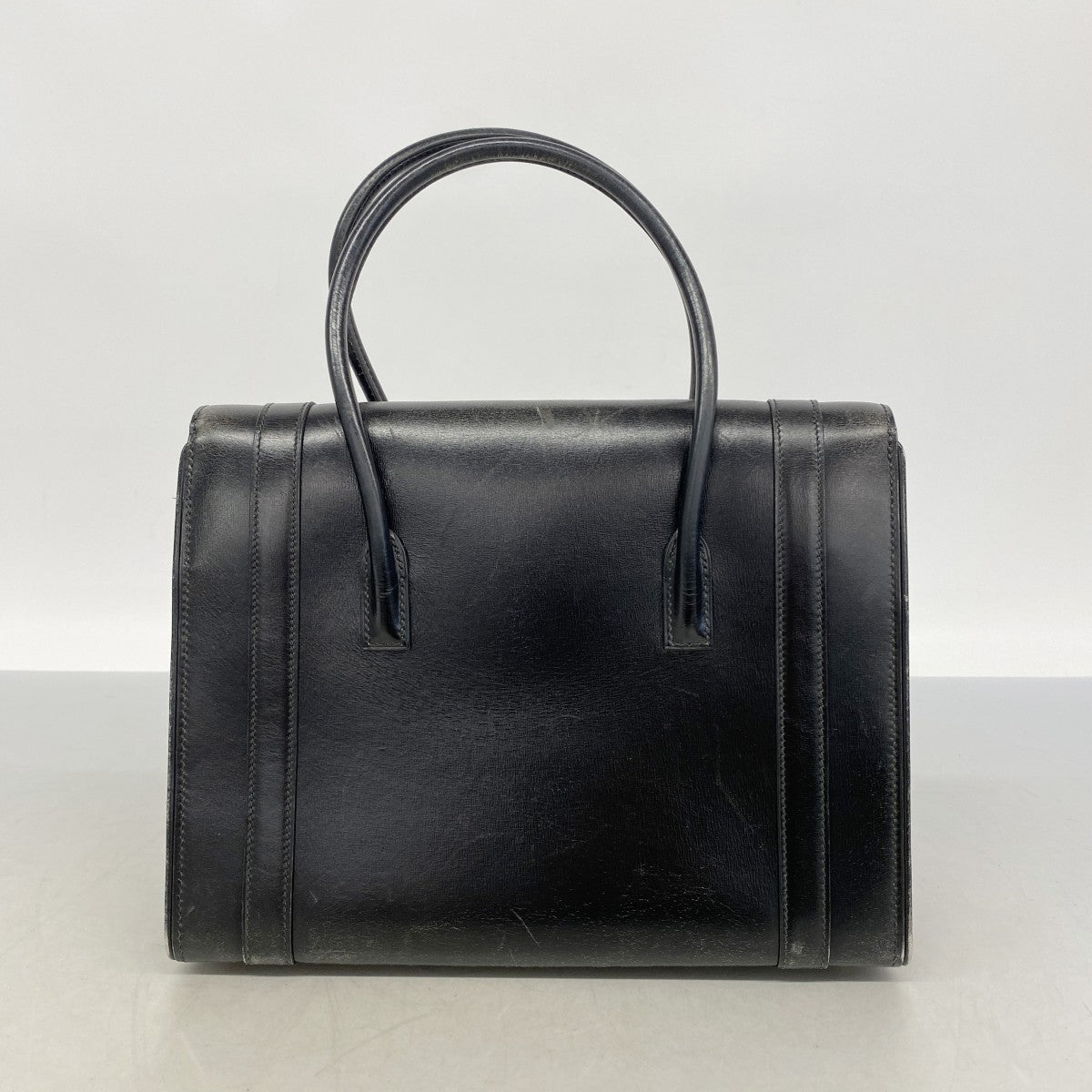 【6gd3946】エルメス ハンドバッグ ドラッグ27 ボックスカーフ ブラック ゴールド金具 〇L刻印【中古】レディース