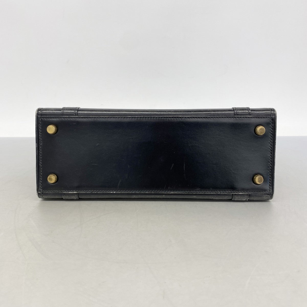【6gd3946】エルメス ハンドバッグ ドラッグ27 ボックスカーフ ブラック ゴールド金具 〇L刻印【中古】レディース