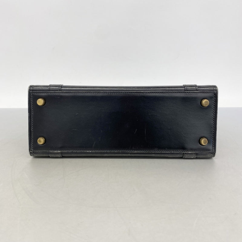 【6gd3946】エルメス ハンドバッグ ドラッグ27 ボックスカーフ ブラック ゴールド金具 〇L刻印【中古】レディース