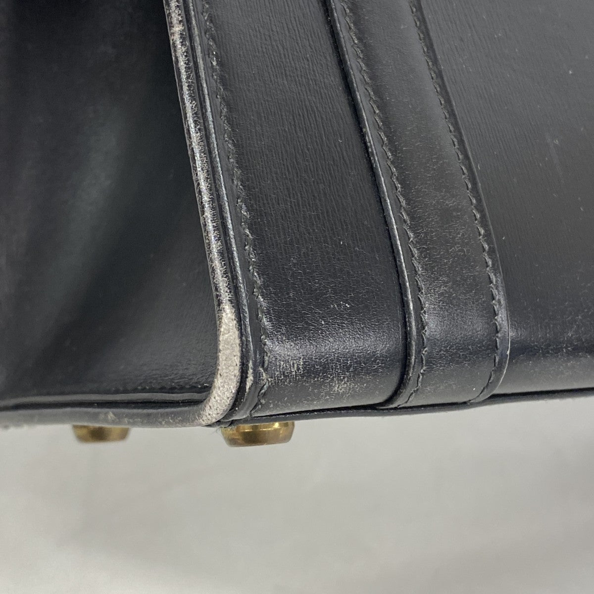 【6gd3946】エルメス ハンドバッグ ドラッグ27 ボックスカーフ ブラック ゴールド金具 〇L刻印【中古】レディース