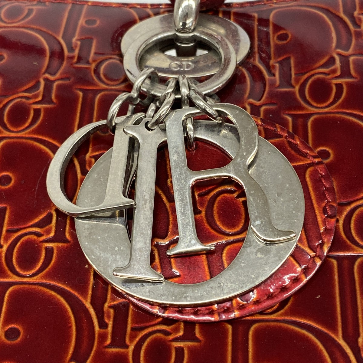 【6gd3965】クリスチャンディオール ハンドバッグ トロッター レザー レッド シルバー金具 2wayバッグ【中古】レディース