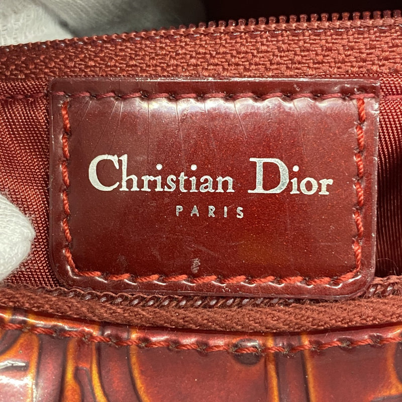 【6gd3965】クリスチャンディオール ハンドバッグ トロッター レザー レッド シルバー金具 2wayバッグ【中古】レディース