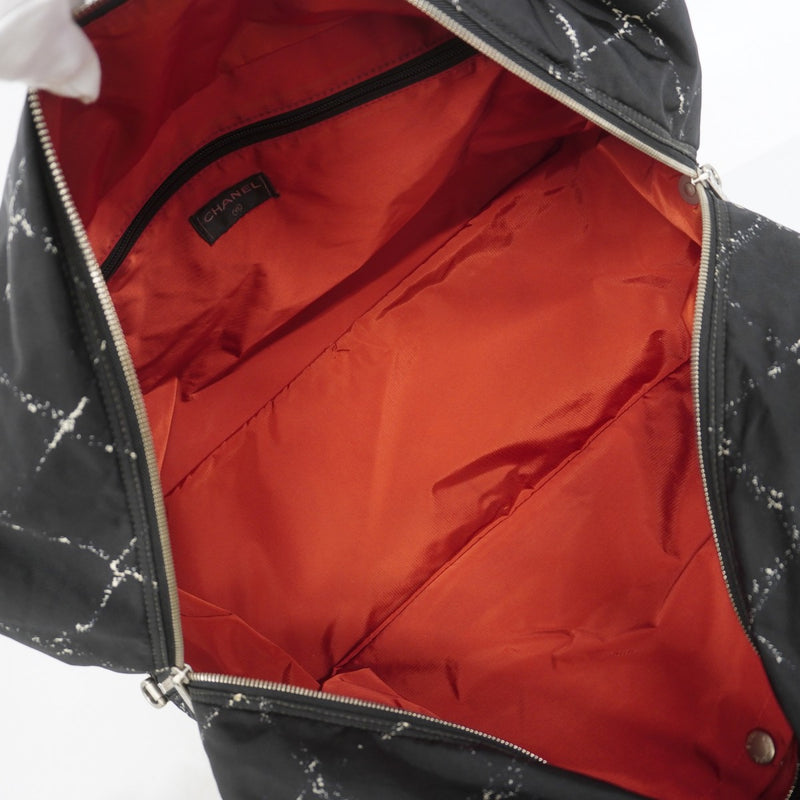 【6gd3967-k】シャネル ボストンバッグ 旧トラベル ナイロン ブラック シルバー金具 2wayバッグ【中古】レディース