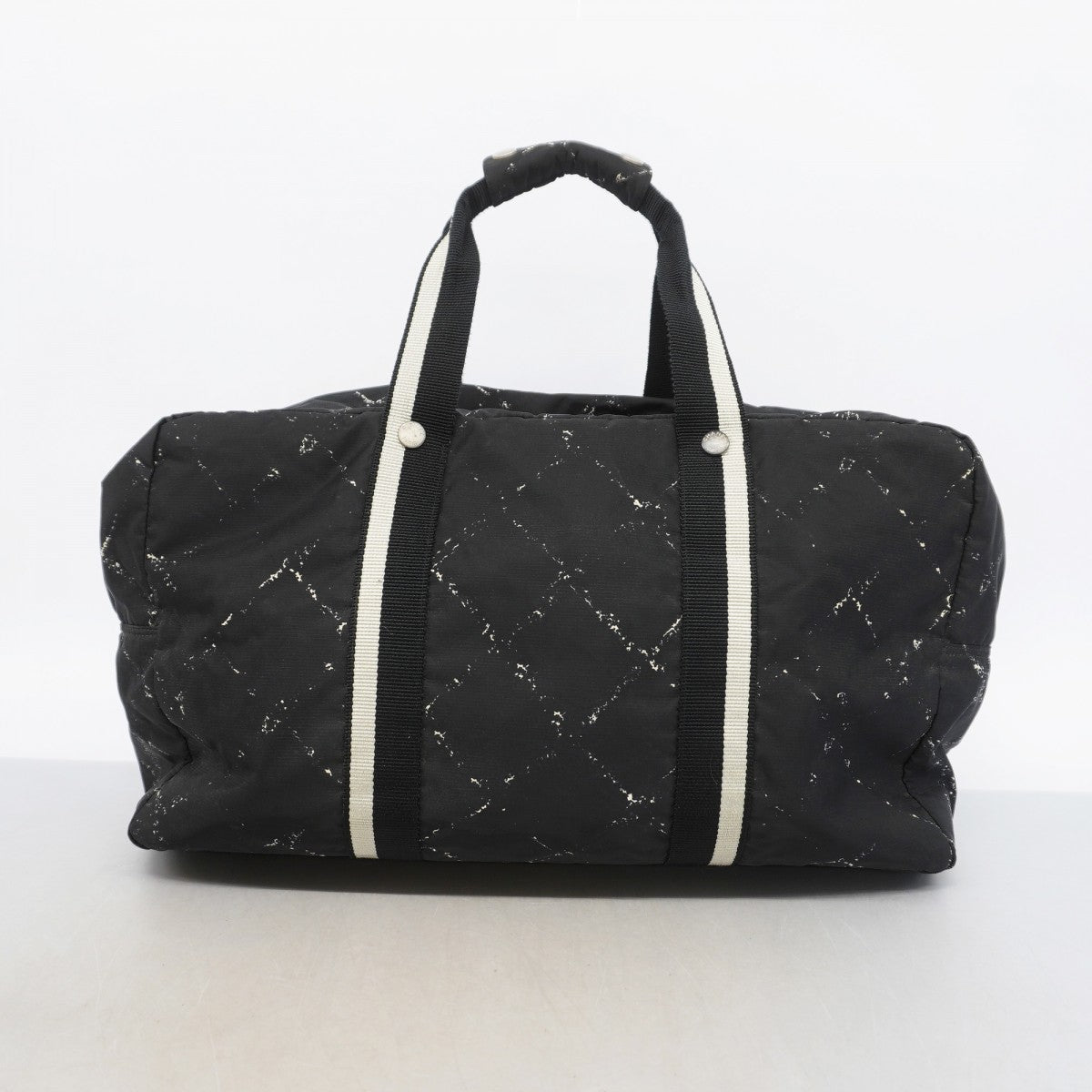 【6gd3967-k】シャネル ボストンバッグ 旧トラベル ナイロン ブラック シルバー金具 2wayバッグ【中古】レディース
