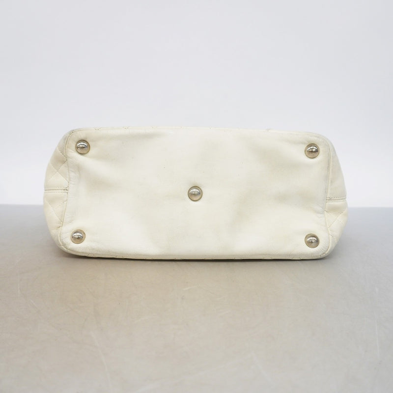 【6gd3968-k】シャネル トートバッグ カンボン ラムスキン パイソン ホワイト シルバー金具【中古】レディース
