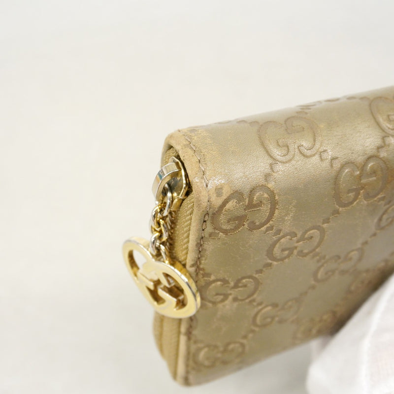 【6gd3996】グッチ 長財布 グッチシマ 282477 レザー ブラウン ゴールド金具【中古】レディース