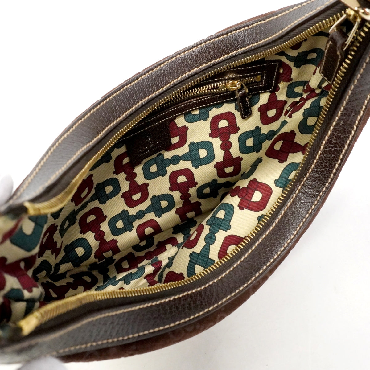【6gd4013】グッチ ショルダーバッグ 154395 スウェード ブラウン シャンパンゴールド金具【中古】レディース
