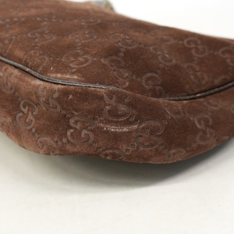 【6gd4013】グッチ ショルダーバッグ 154395 スウェード ブラウン シャンパンゴールド金具【中古】レディース