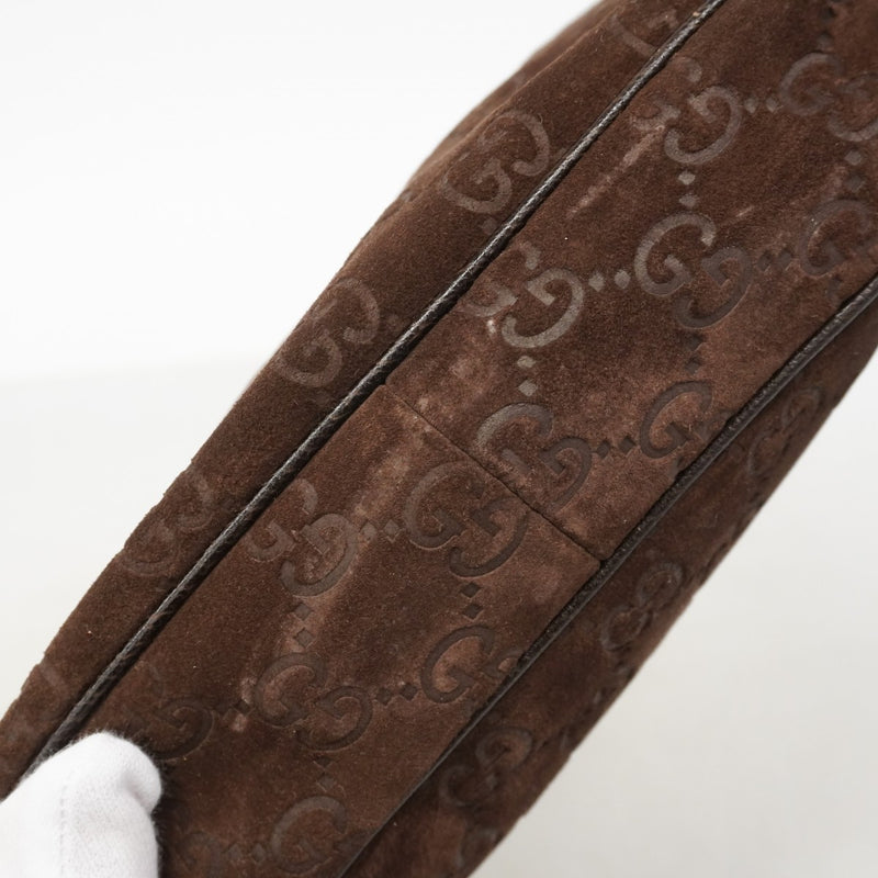 【6gd4013】グッチ ショルダーバッグ 154395 スウェード ブラウン シャンパンゴールド金具【中古】レディース