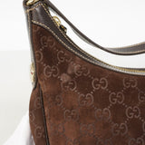 【6gd4013】グッチ ショルダーバッグ 154395 スウェード ブラウン シャンパンゴールド金具【中古】レディース