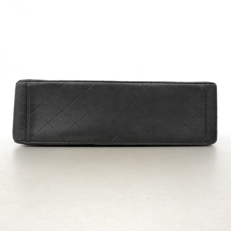 【6gd4015】シャネル ショルダーバッグ デカマトラッセ Wチェーン ラムスキン ブラック ゴールド金具【中古】レディース
