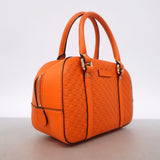 【6gd4022】グッチ ハンドバッグ マイクログッチシマ 510289 レザー オレンジ シャンパンゴールド金具 2wayバッグ【中古】レディース