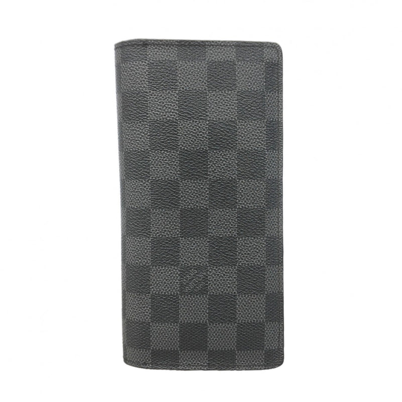 【6gd4027】ルイヴィトン 長財布 ダミエ・グラフィット ポルトフォイユ ブラザ N62665 ブラック グレー【中古】メンズ