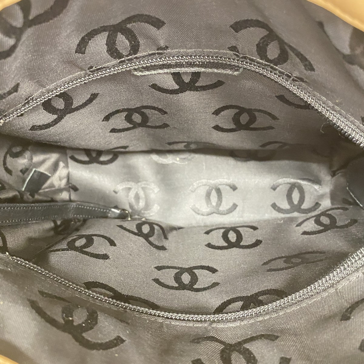 【6gd4032】シャネル トートバッグ カンボン ラムスキン ブラウン ブラック シルバー金具【中古】レディース
