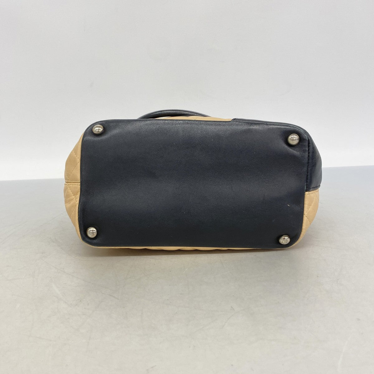 【6gd4032】シャネル トートバッグ カンボン ラムスキン ブラウン ブラック シルバー金具【中古】レディース