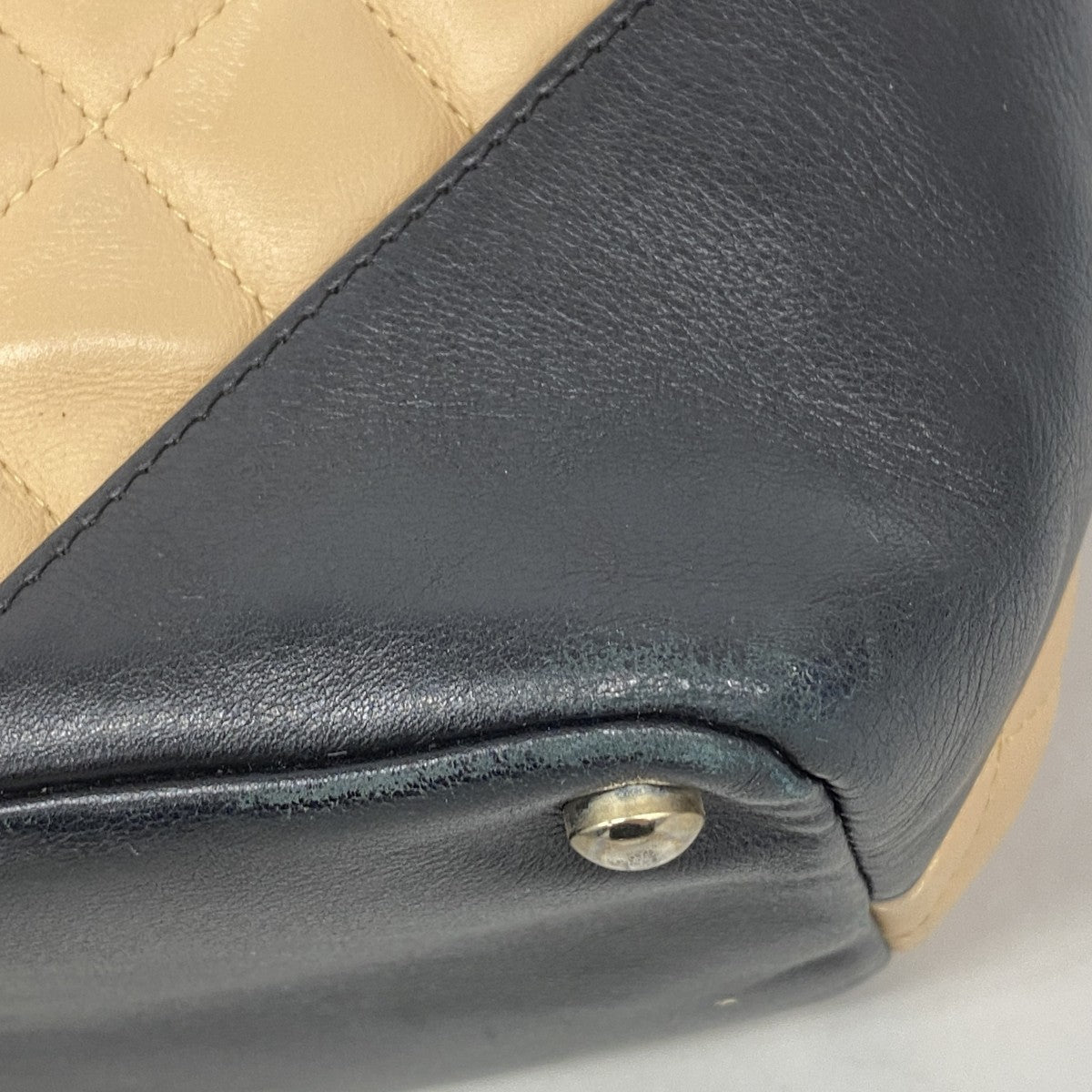 【6gd4032】シャネル トートバッグ カンボン ラムスキン ブラウン ブラック シルバー金具【中古】レディース